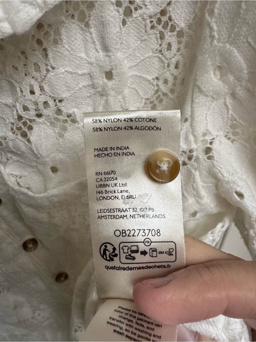 Pilcro Keira White Lace Eyelet Button-Front Blouse - Picture 8 of 10